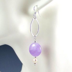 Earrings - Amethyst, Pearl, and Sterling Silver